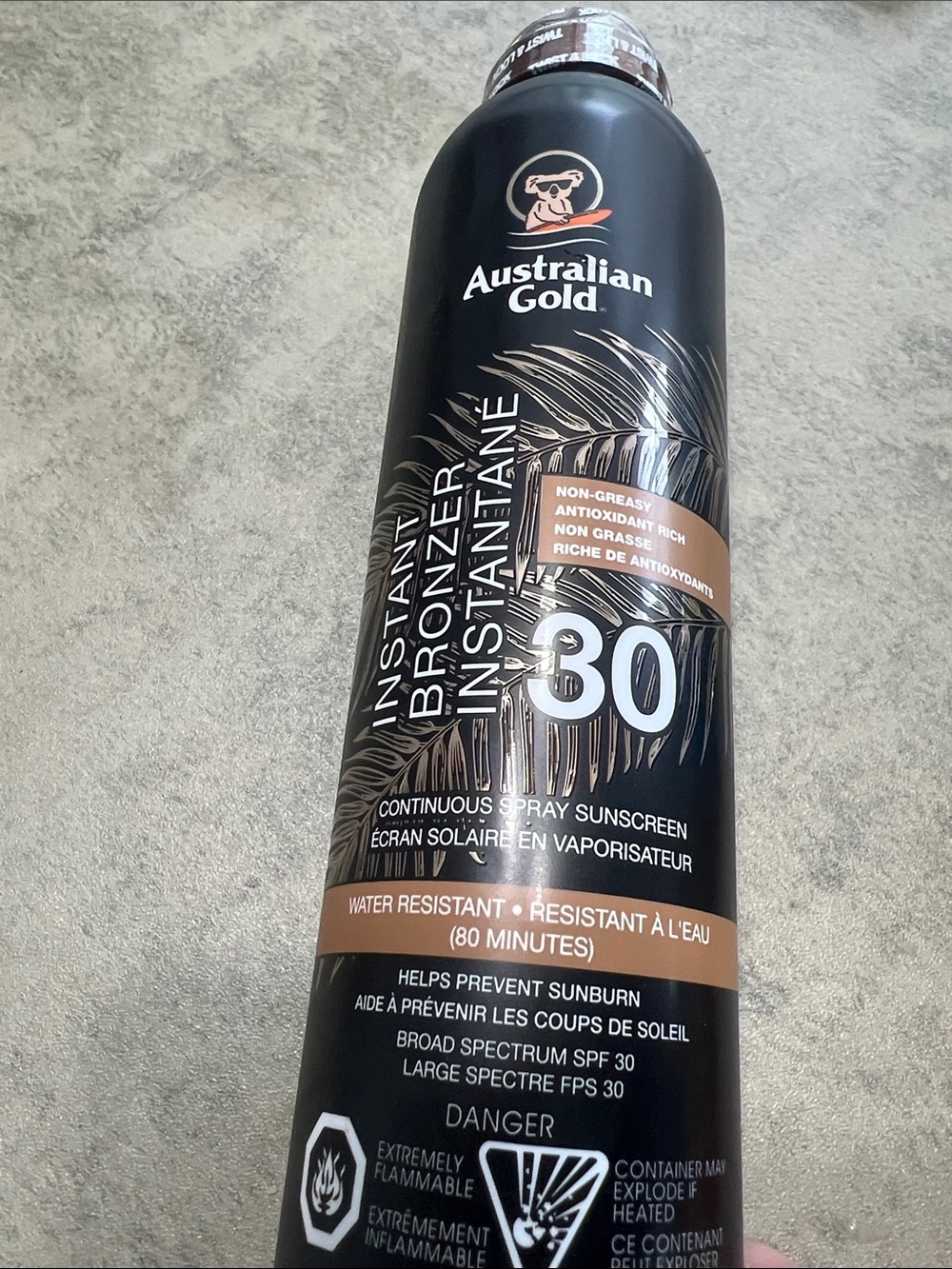 Australian Gold Instant Bronzer Continuous Spray Sunscreen SPF 30 - Black/Bronze